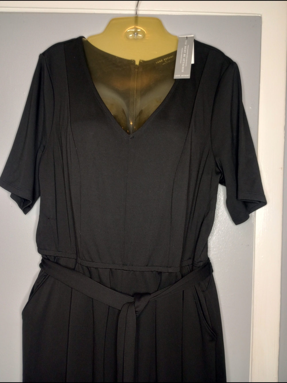Lane Bryant Black V-Neck Jumpsuit with Tie Waist
